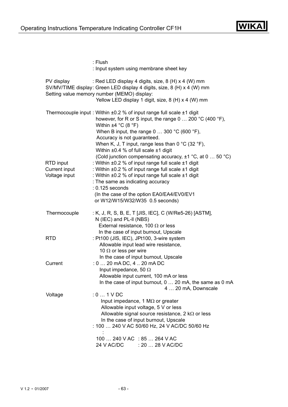 WIKA CF1H User Manual | Page 63 / 75