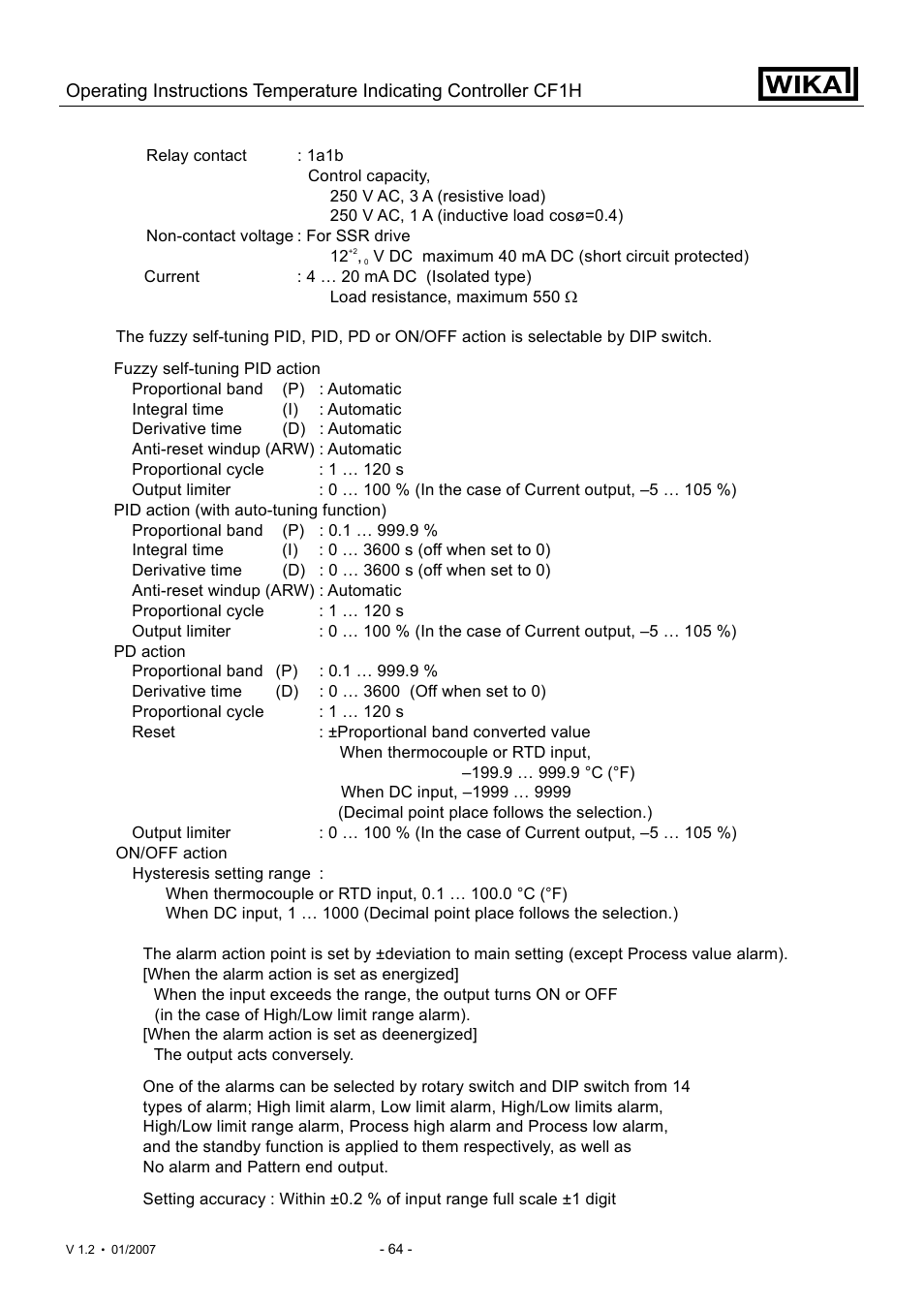 WIKA CF1H User Manual | Page 64 / 75