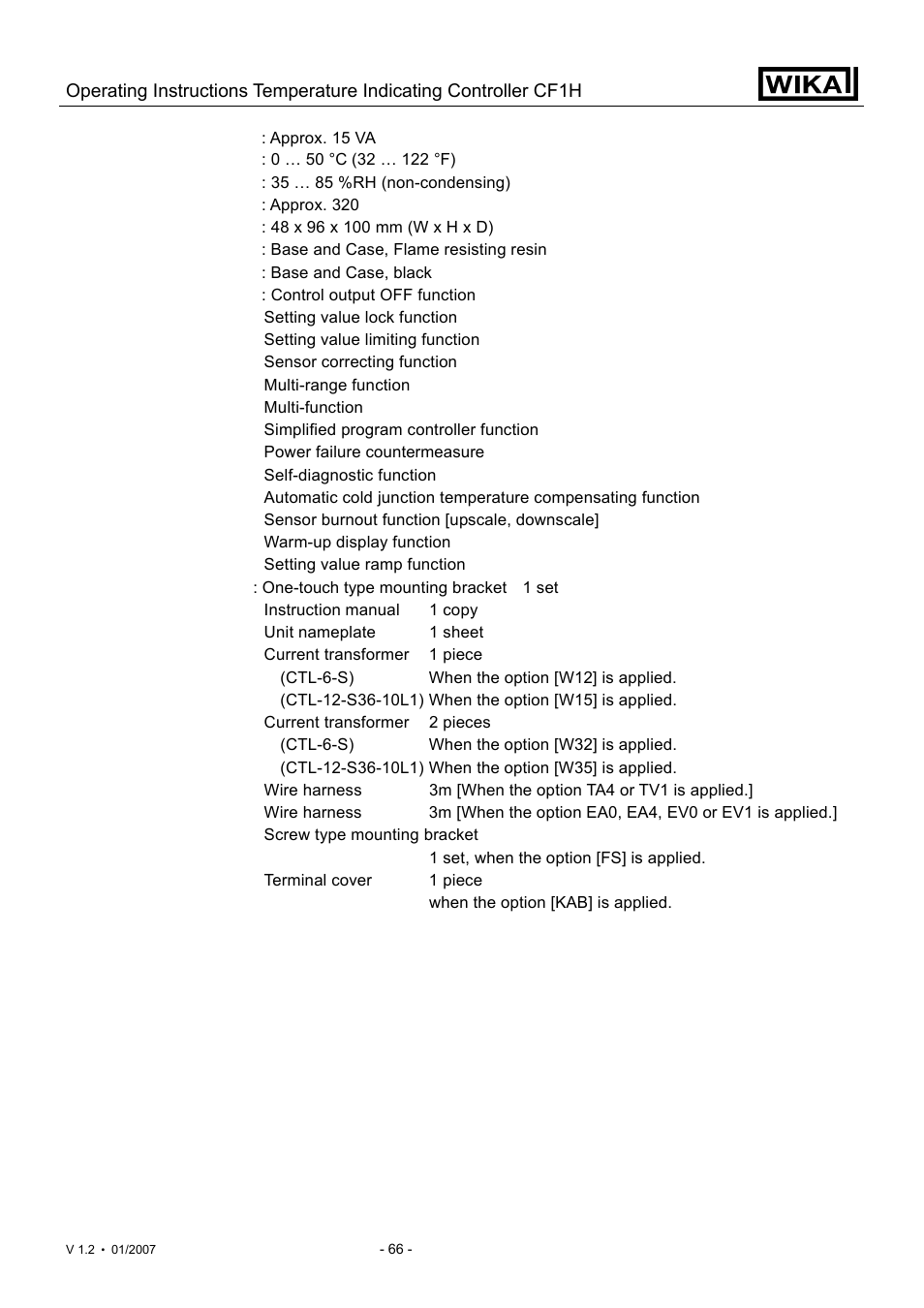 WIKA CF1H User Manual | Page 66 / 75