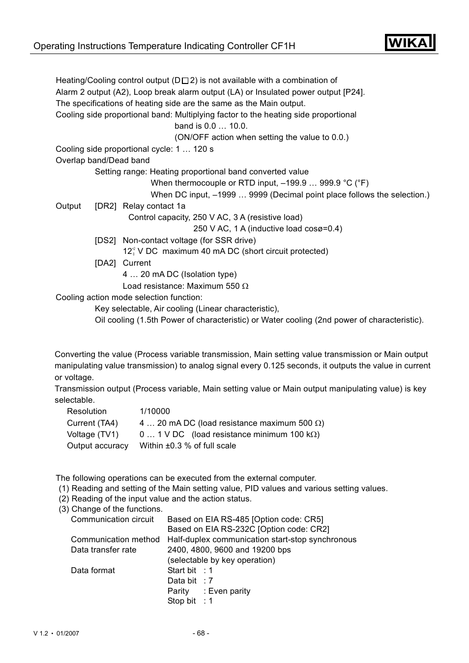 WIKA CF1H User Manual | Page 68 / 75