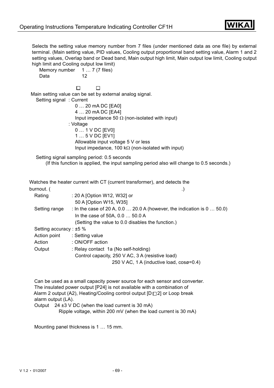 WIKA CF1H User Manual | Page 69 / 75