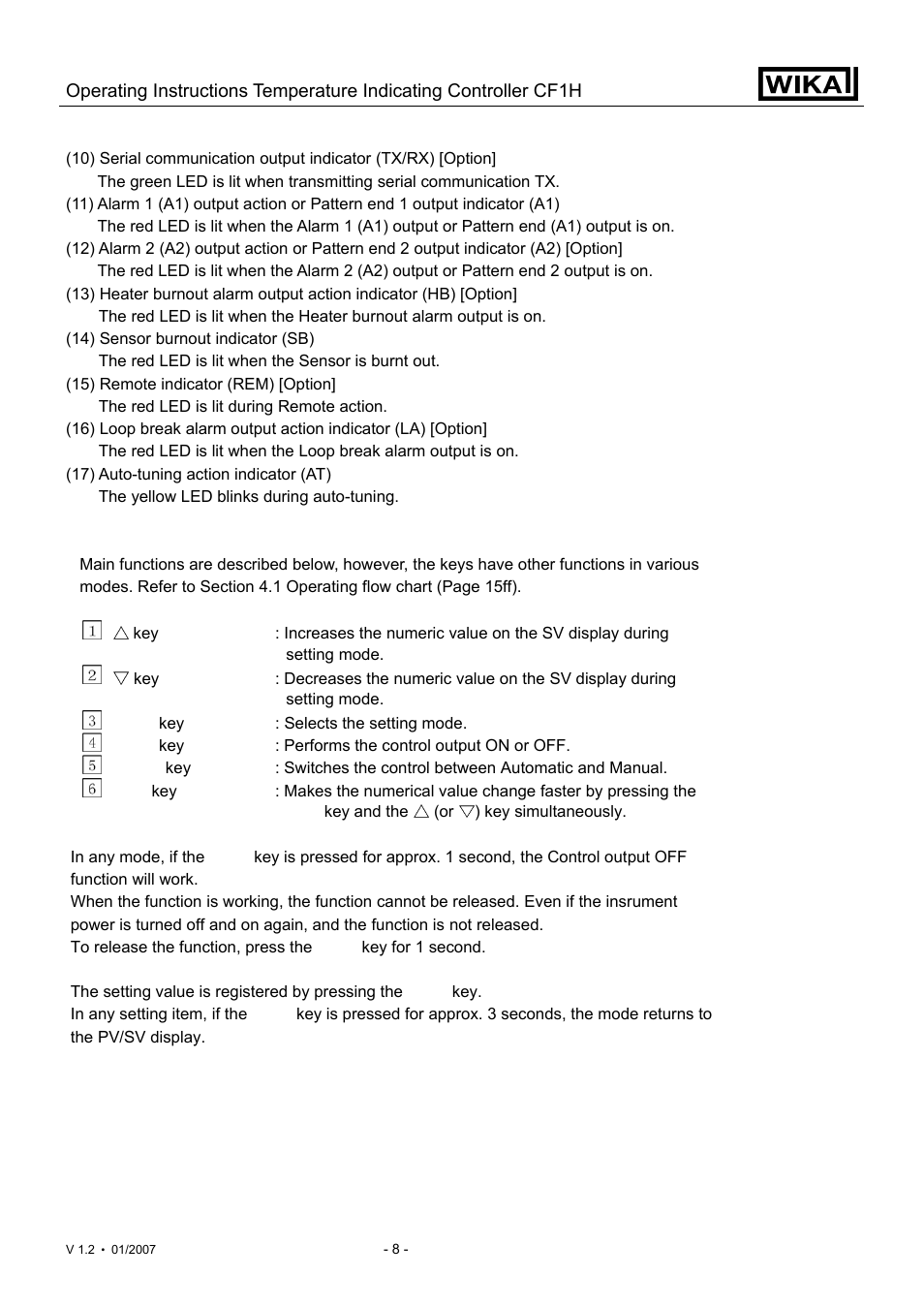 WIKA CF1H User Manual | Page 8 / 75