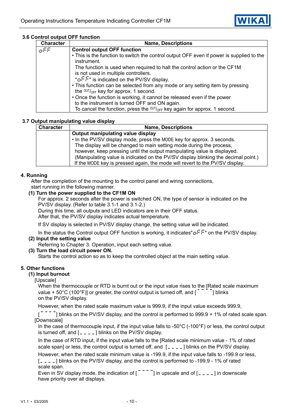WIKA CF1M User Manual | Page 10 / 22