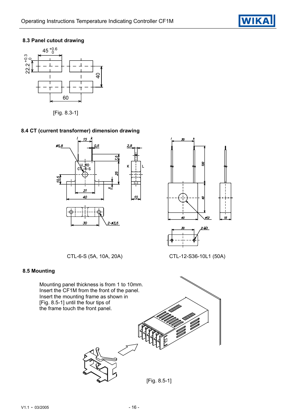 WIKA CF1M User Manual | Page 16 / 22