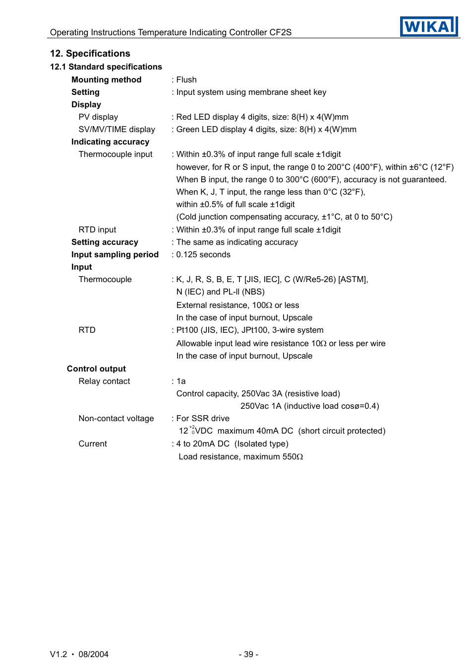 WIKA CF2S User Manual | Page 39 / 47