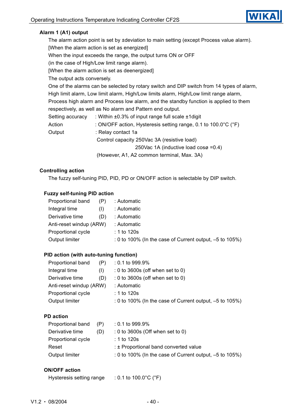 WIKA CF2S User Manual | Page 40 / 47