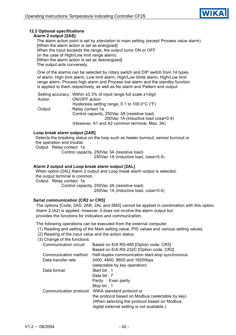 WIKA CF2S User Manual | Page 42 / 47