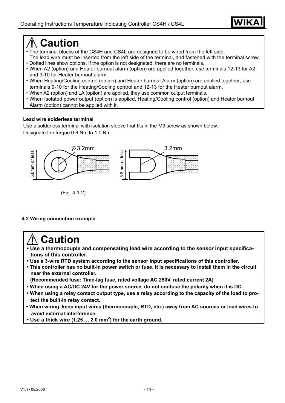 Caution | WIKA CS4L User Manual | Page 14 / 50