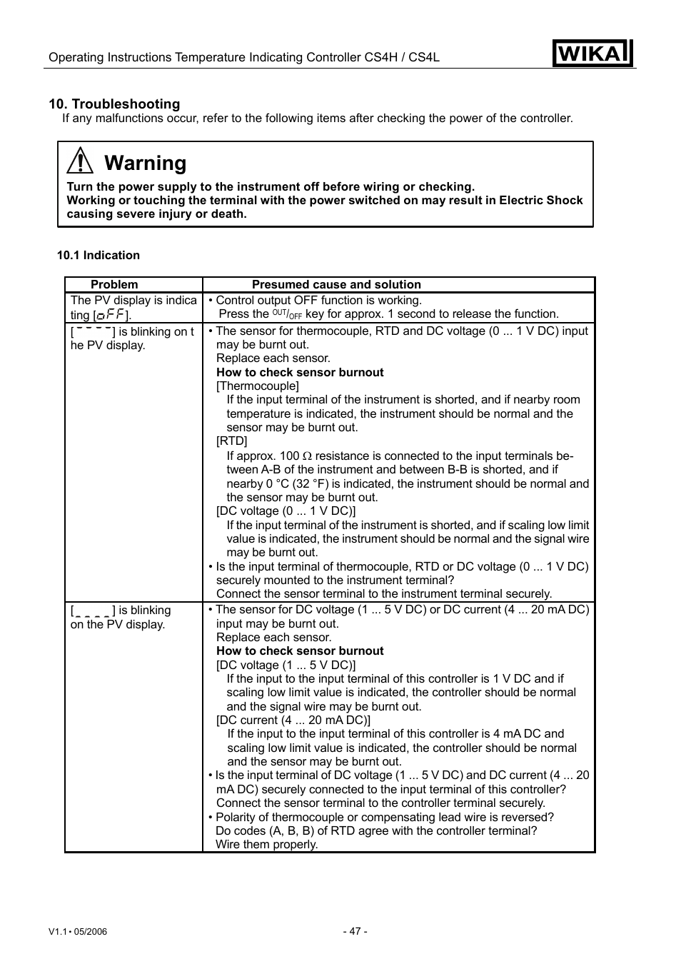 Warning | WIKA CS4L User Manual | Page 47 / 50