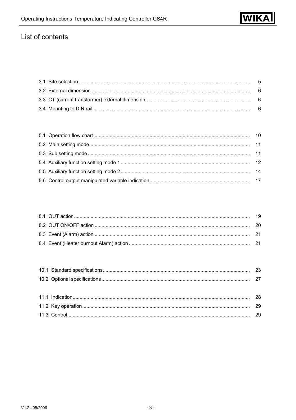 List of contents | WIKA CS4R User Manual | Page 3 / 31