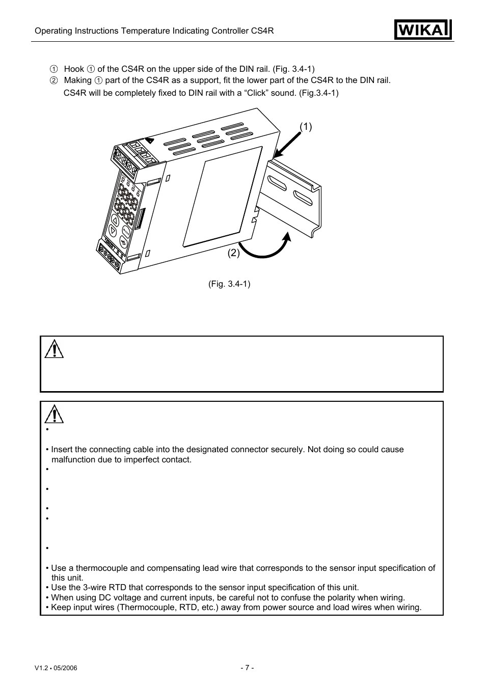 Warning, Caution | WIKA CS4R User Manual | Page 7 / 31