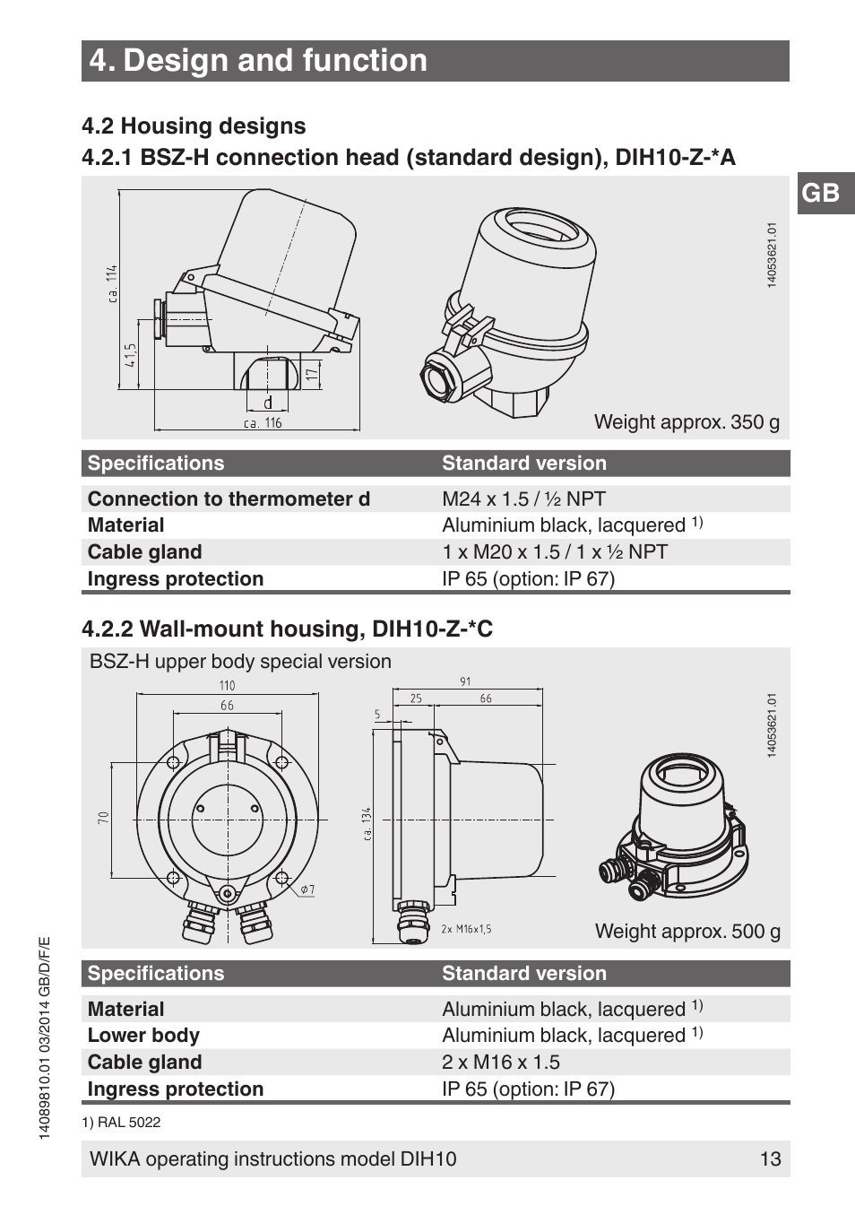 Design and function | WIKA DIH10-Ex User Manual | Page 13 / 92