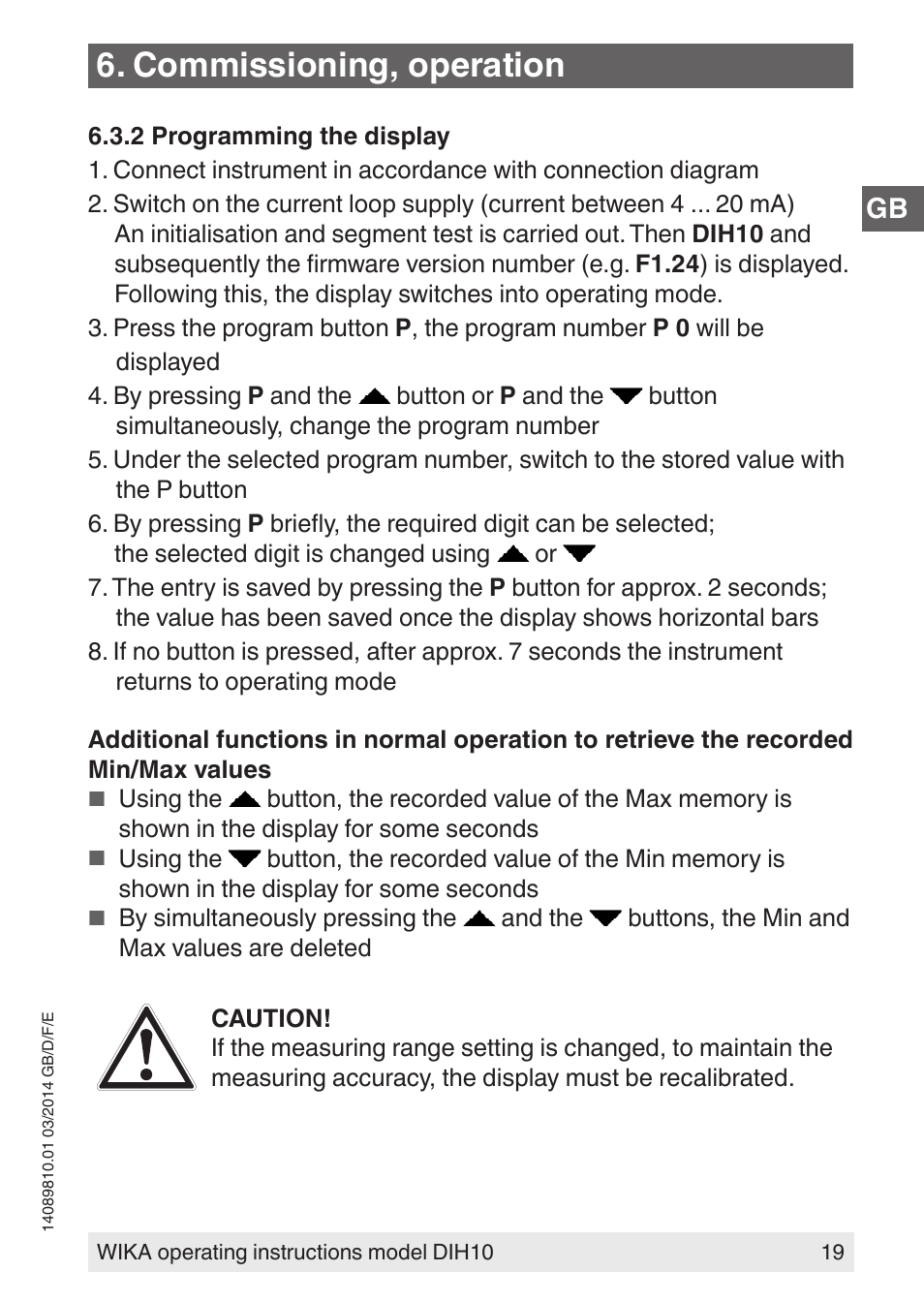Commissioning, operation | WIKA DIH10-Ex User Manual | Page 19 / 92