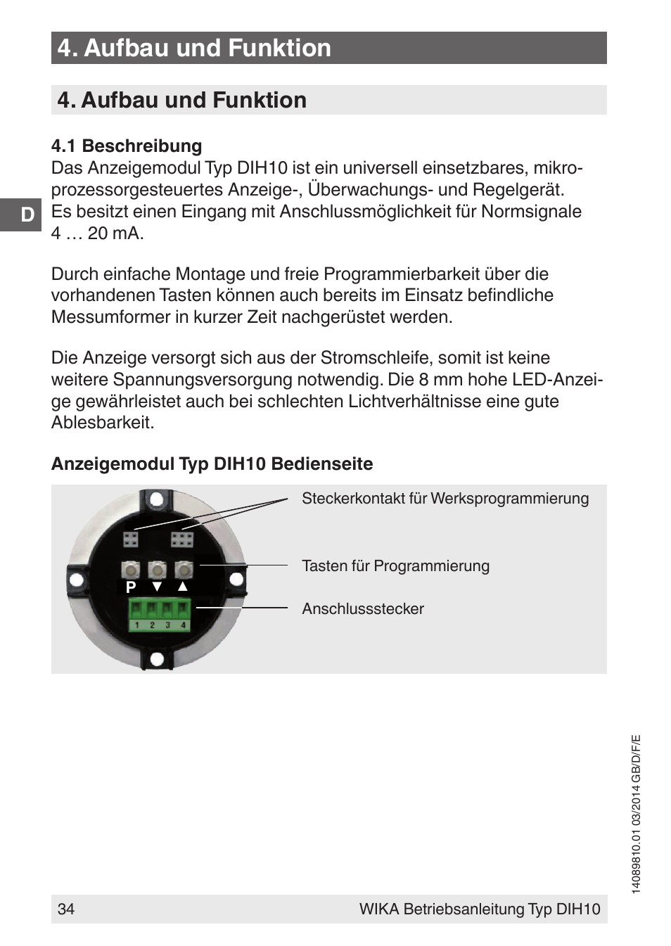 Aufbau und funktion | WIKA DIH10-Ex User Manual | Page 34 / 92