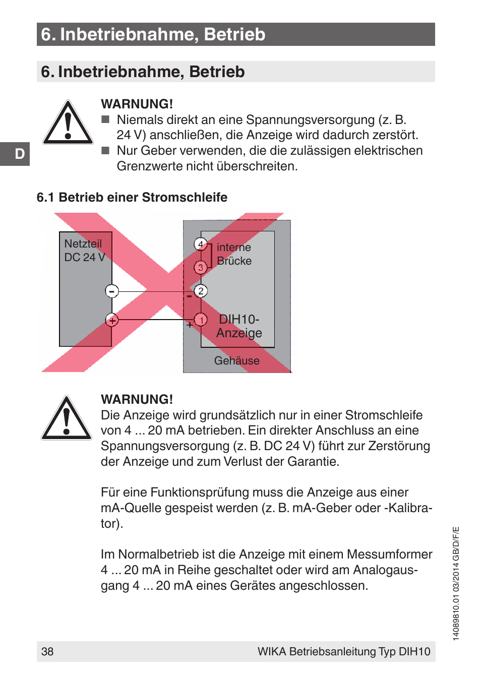 Inbetriebnahme, betrieb | WIKA DIH10-Ex User Manual | Page 38 / 92