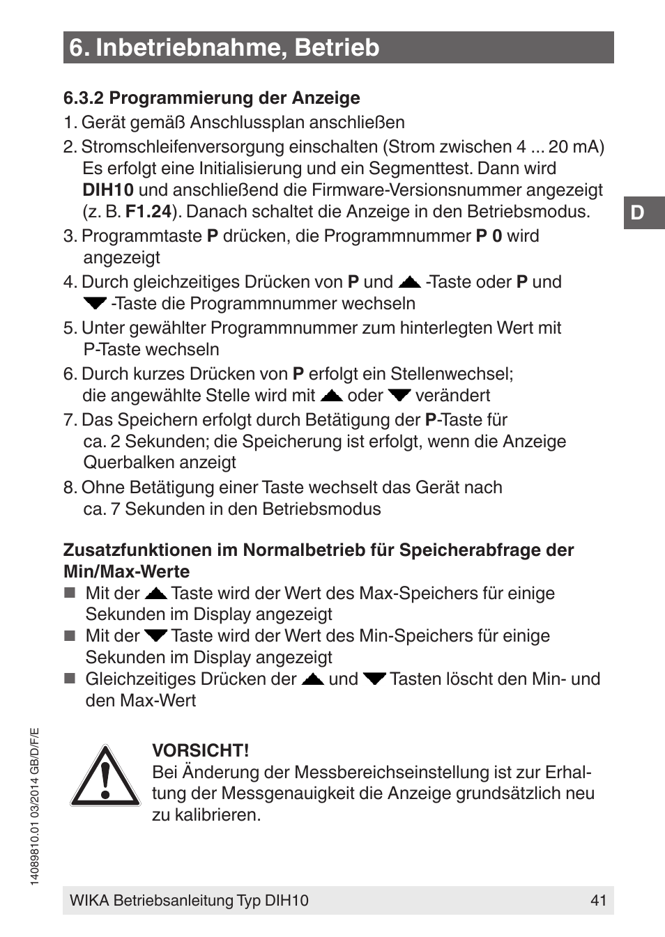 Inbetriebnahme, betrieb | WIKA DIH10-Ex User Manual | Page 41 / 92