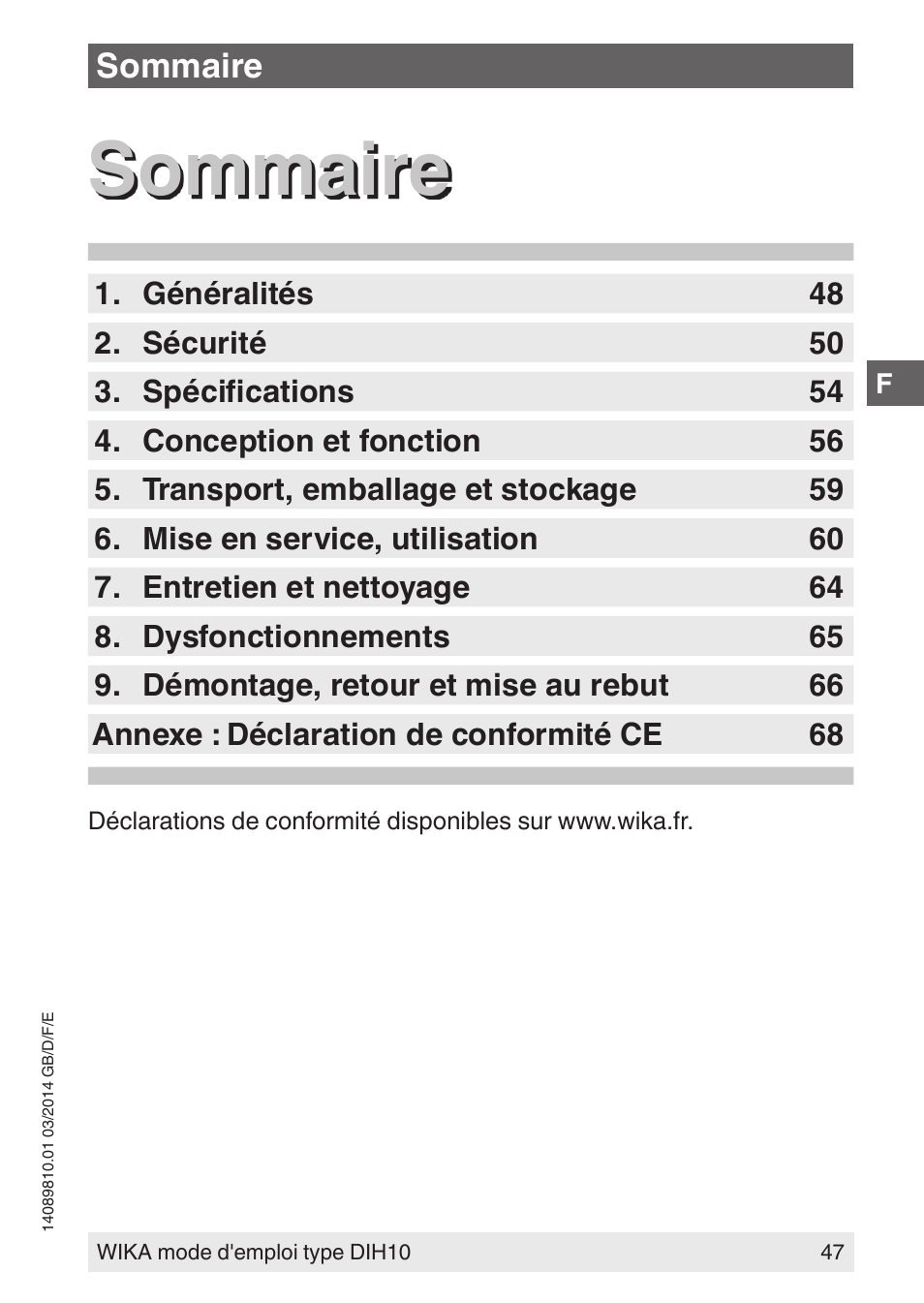 Sommaire | WIKA DIH10-Ex User Manual | Page 47 / 92