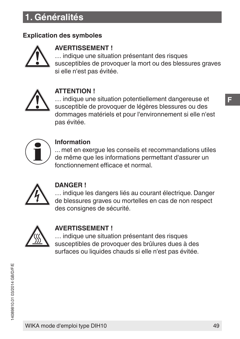Généralités | WIKA DIH10-Ex User Manual | Page 49 / 92