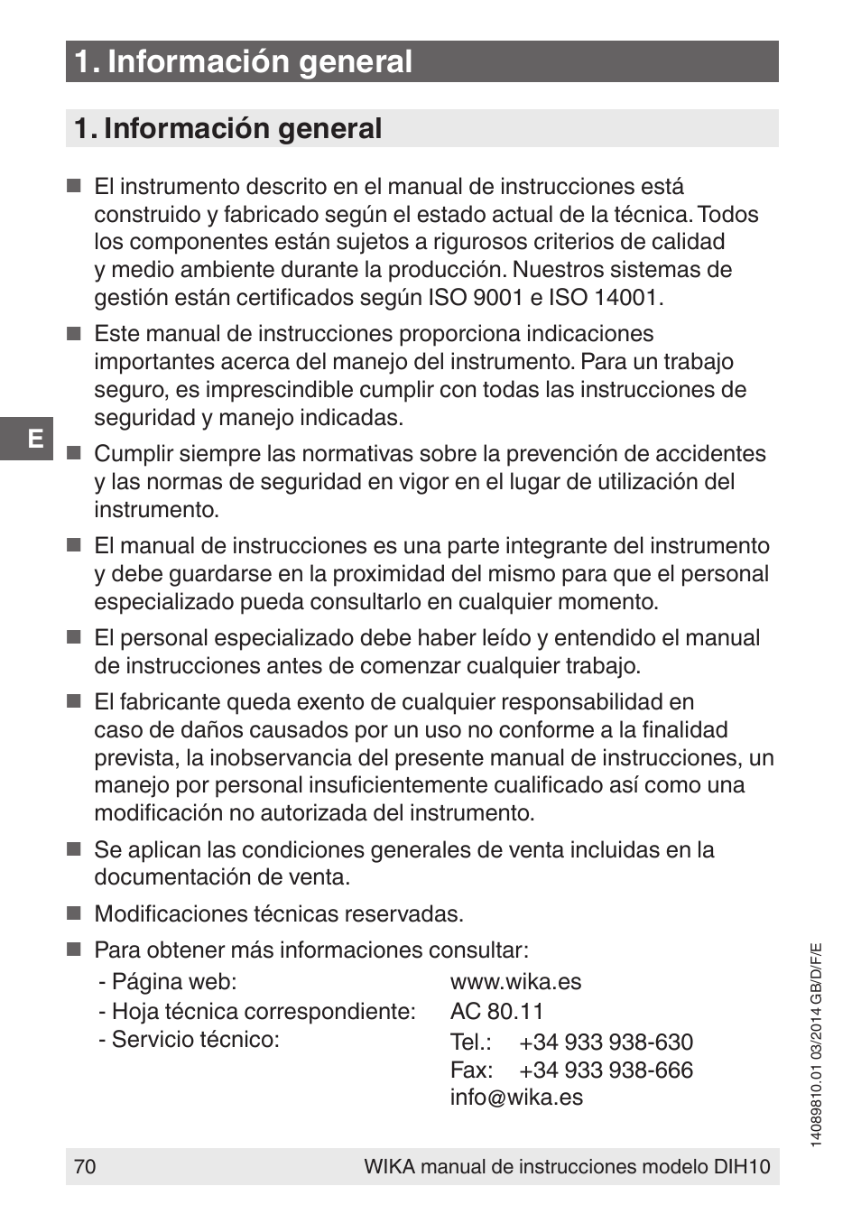 Información general | WIKA DIH10-Ex User Manual | Page 70 / 92