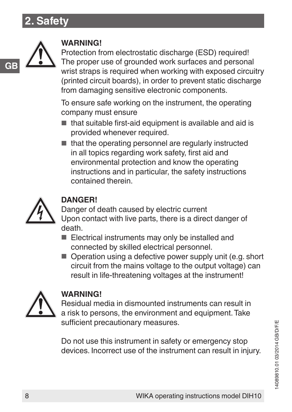 Safety | WIKA DIH10-Ex User Manual | Page 8 / 92