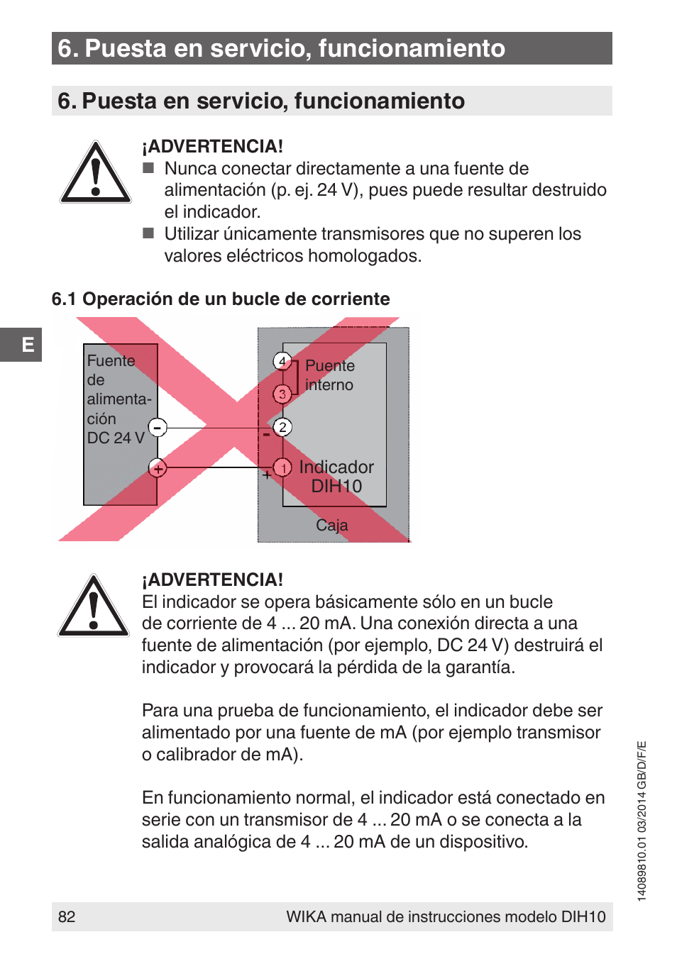 Puesta en servicio, funcionamiento | WIKA DIH10-Ex User Manual | Page 82 / 92