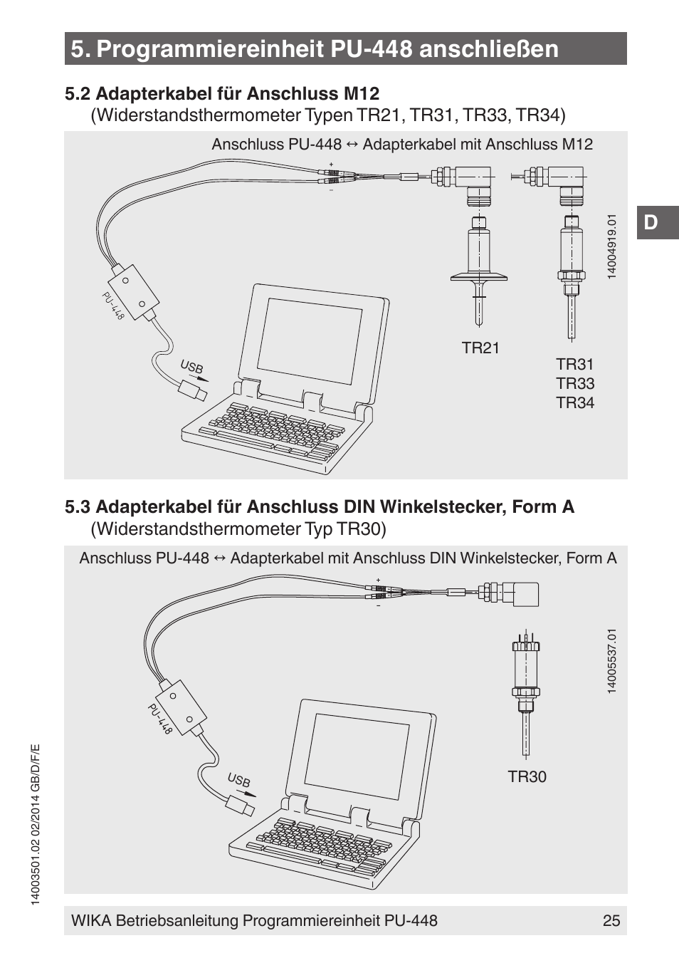 Programmiereinheit pu-448 anschließen | WIKA PU-448 User Manual | Page 25 / 68