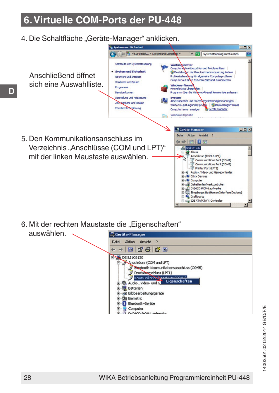 Virtuelle com-ports der pu-448 | WIKA PU-448 User Manual | Page 28 / 68