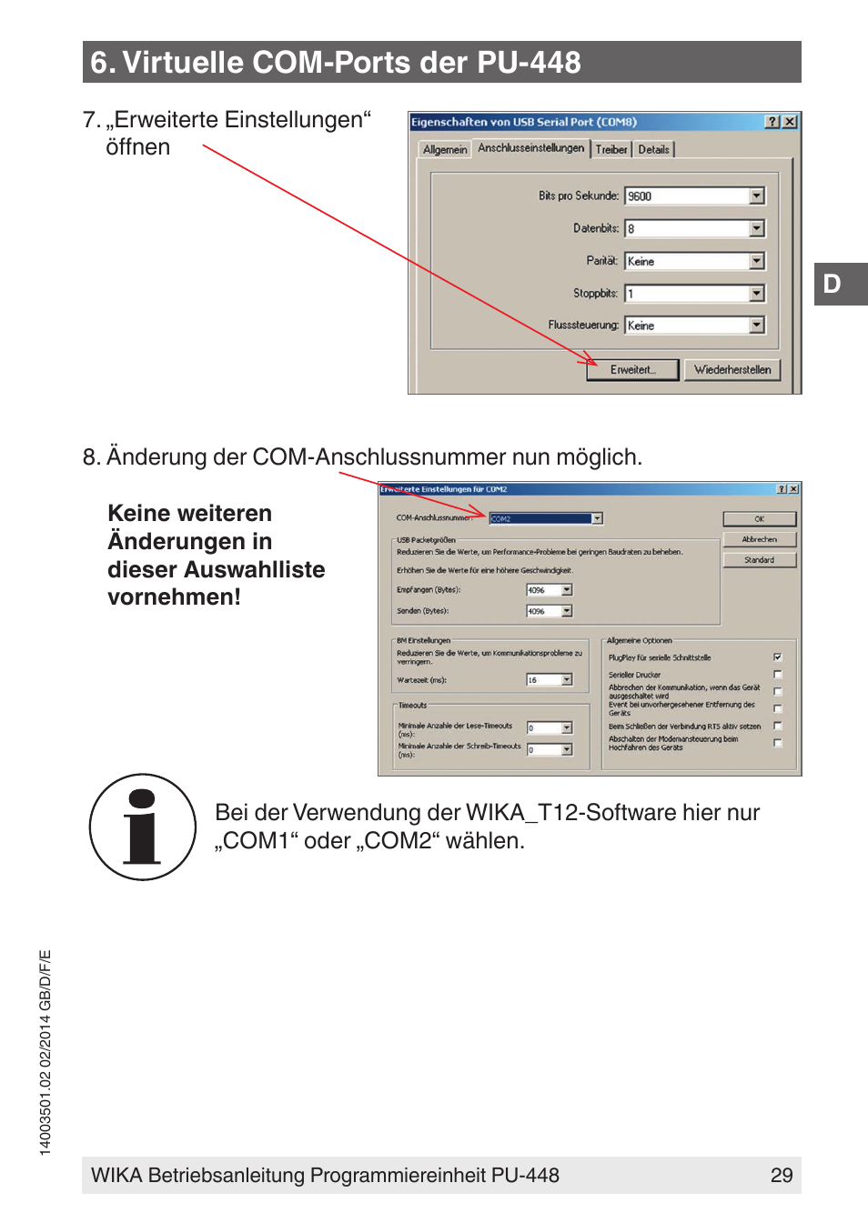 Virtuelle com-ports der pu-448 | WIKA PU-448 User Manual | Page 29 / 68