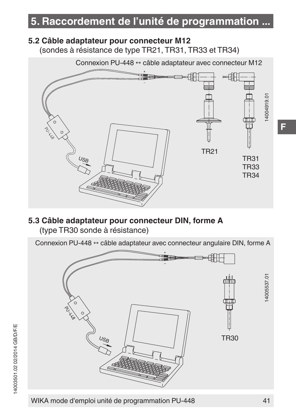 Raccordement de l’unité de programmation | WIKA PU-448 User Manual | Page 41 / 68