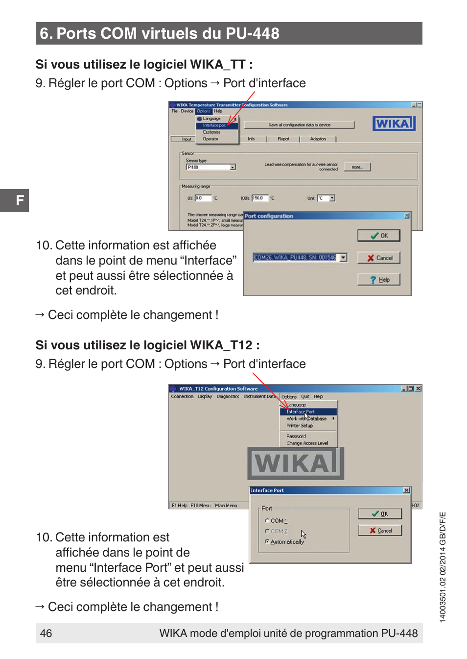 Ports com virtuels du pu-448 | WIKA PU-448 User Manual | Page 46 / 68