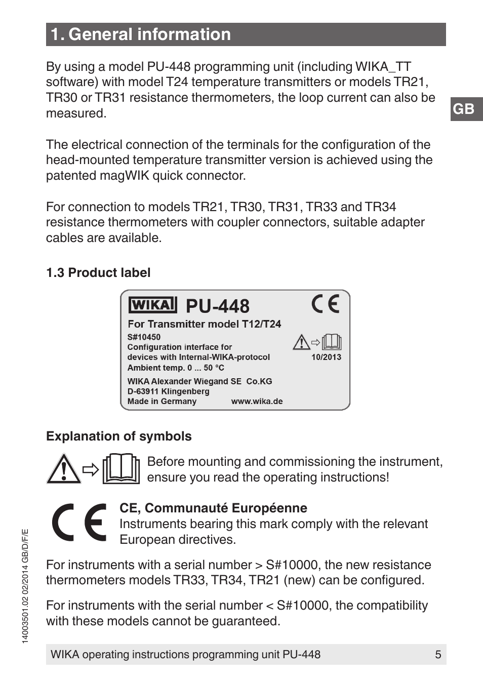 General information | WIKA PU-448 User Manual | Page 5 / 68