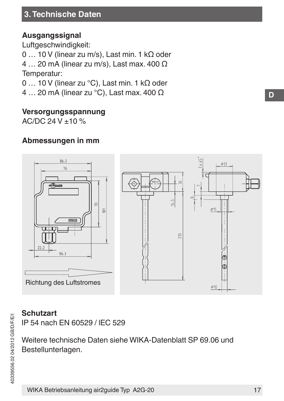 WIKA A2G-20 User Manual | Page 17 / 52