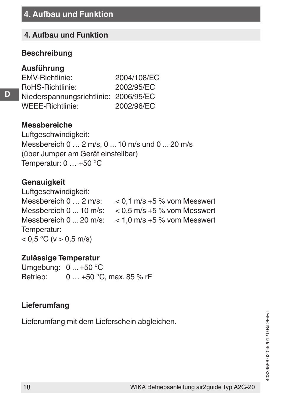 WIKA A2G-20 User Manual | Page 18 / 52