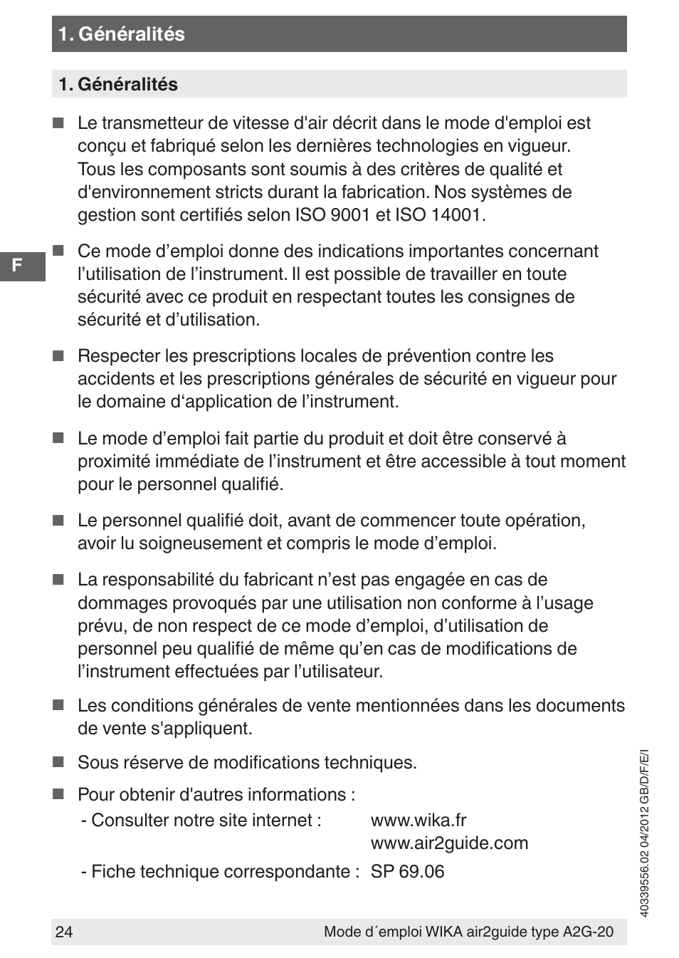 WIKA A2G-20 User Manual | Page 24 / 52