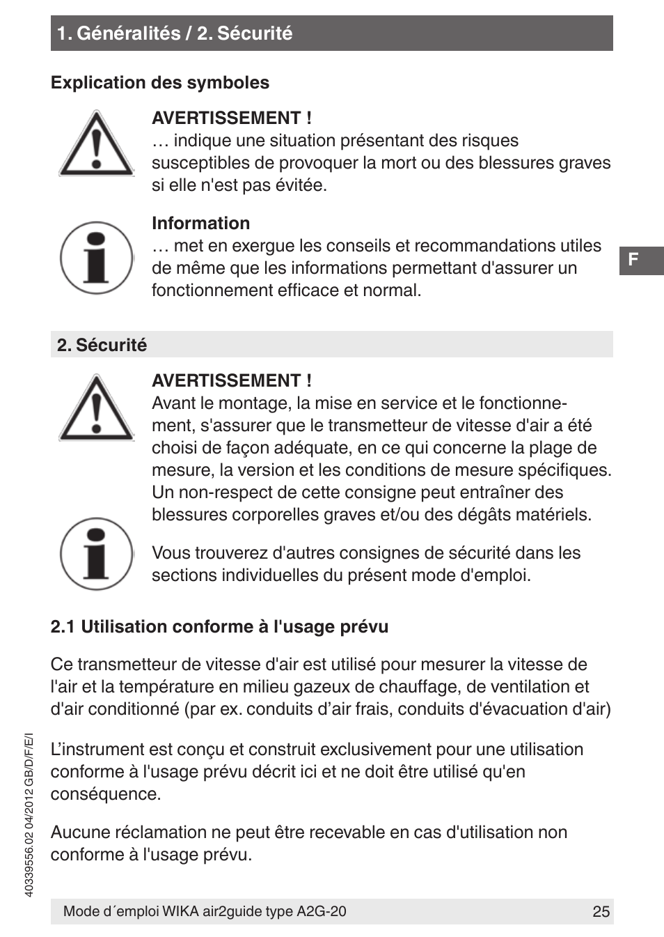 WIKA A2G-20 User Manual | Page 25 / 52