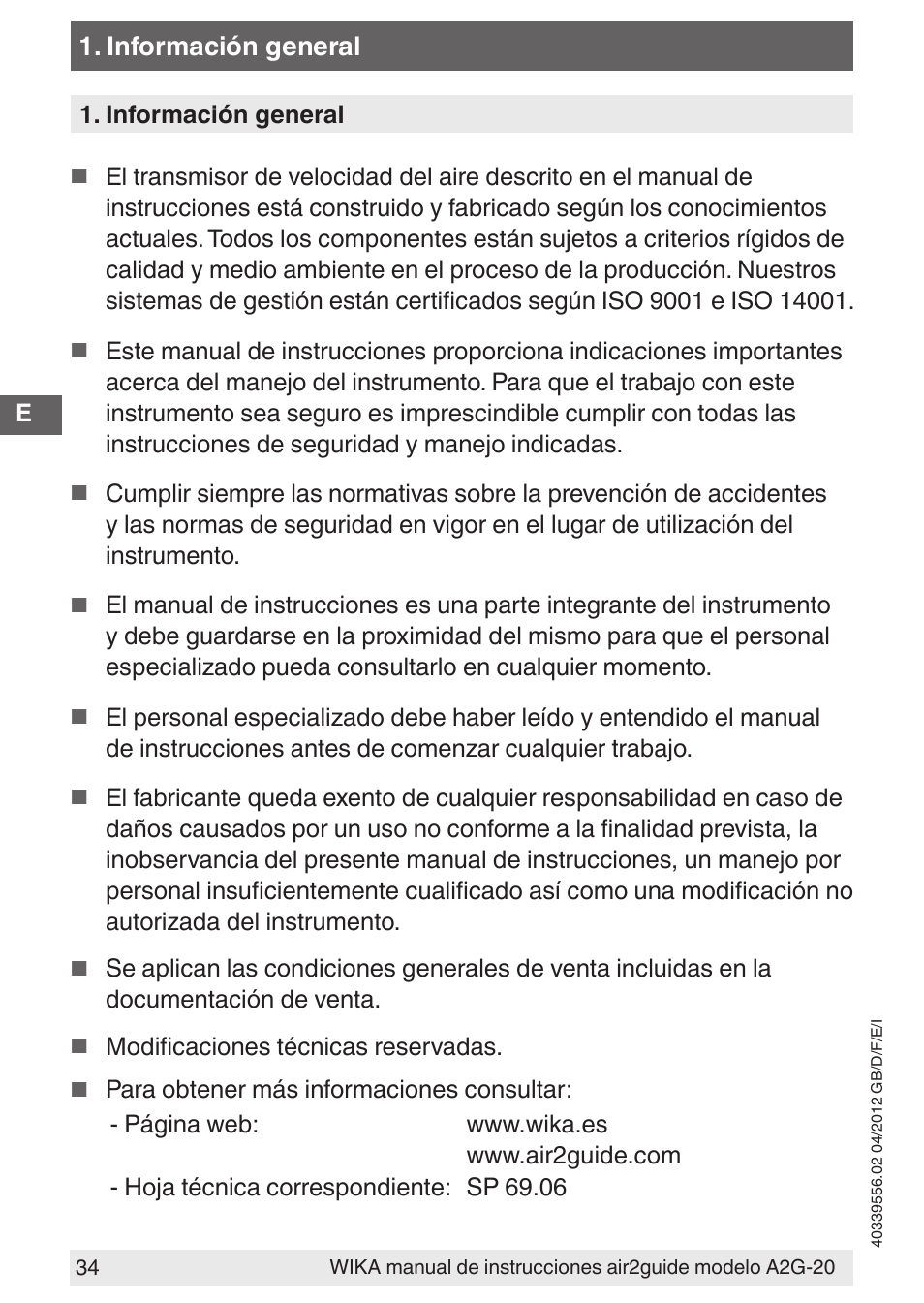 WIKA A2G-20 User Manual | Page 34 / 52