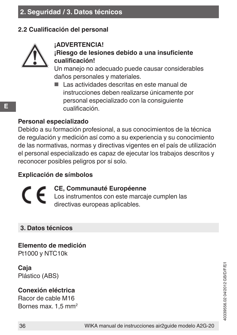 WIKA A2G-20 User Manual | Page 36 / 52