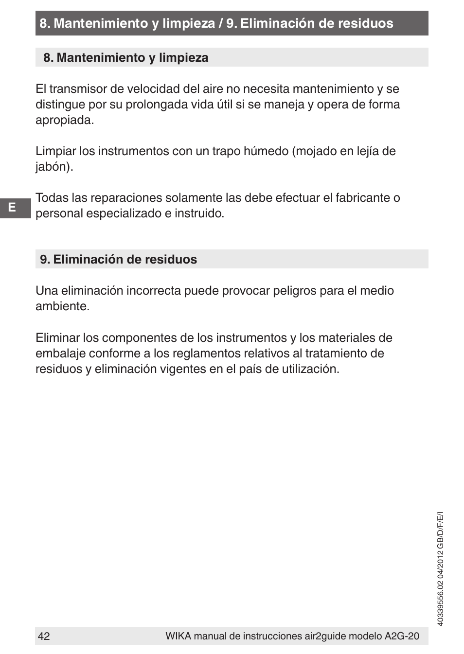 WIKA A2G-20 User Manual | Page 42 / 52