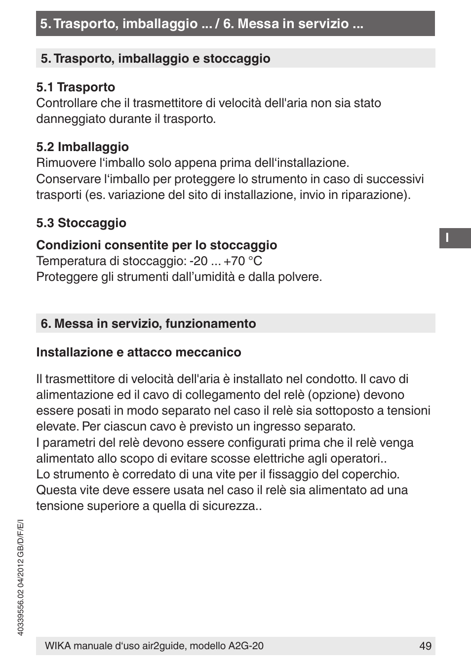 WIKA A2G-20 User Manual | Page 49 / 52