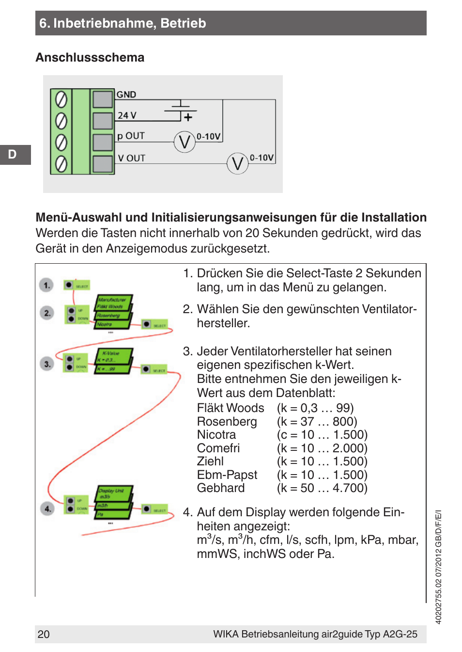 WIKA A2G-25 User Manual | Page 20 / 56