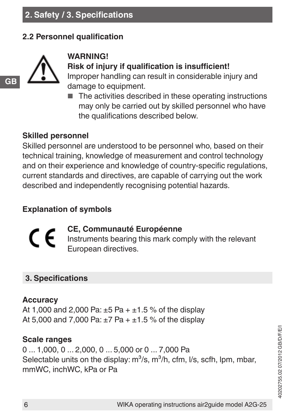 WIKA A2G-25 User Manual | Page 6 / 56