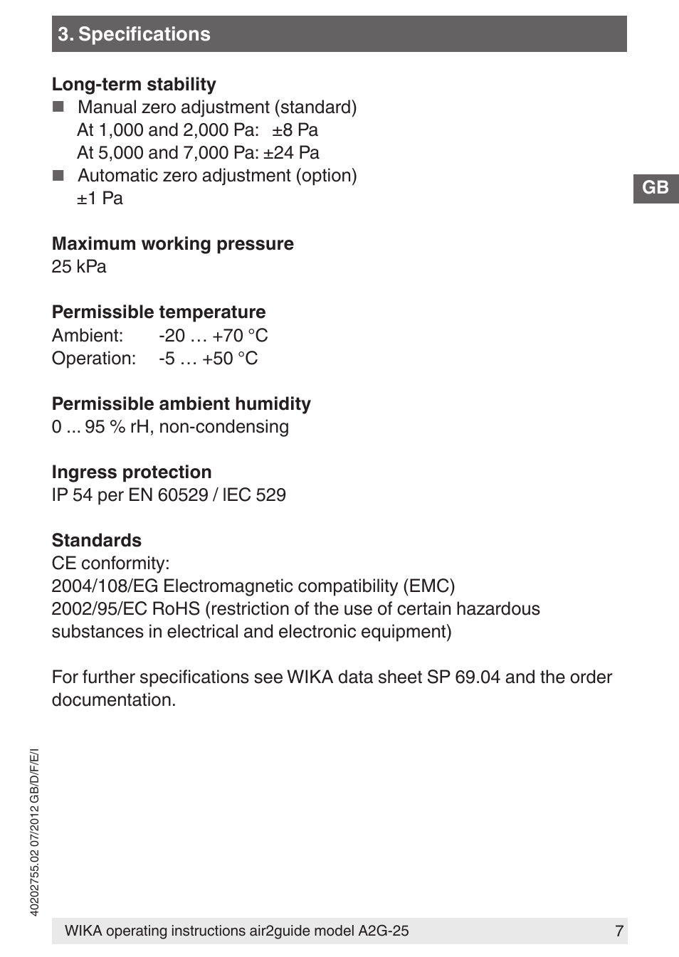 WIKA A2G-25 User Manual | Page 7 / 56