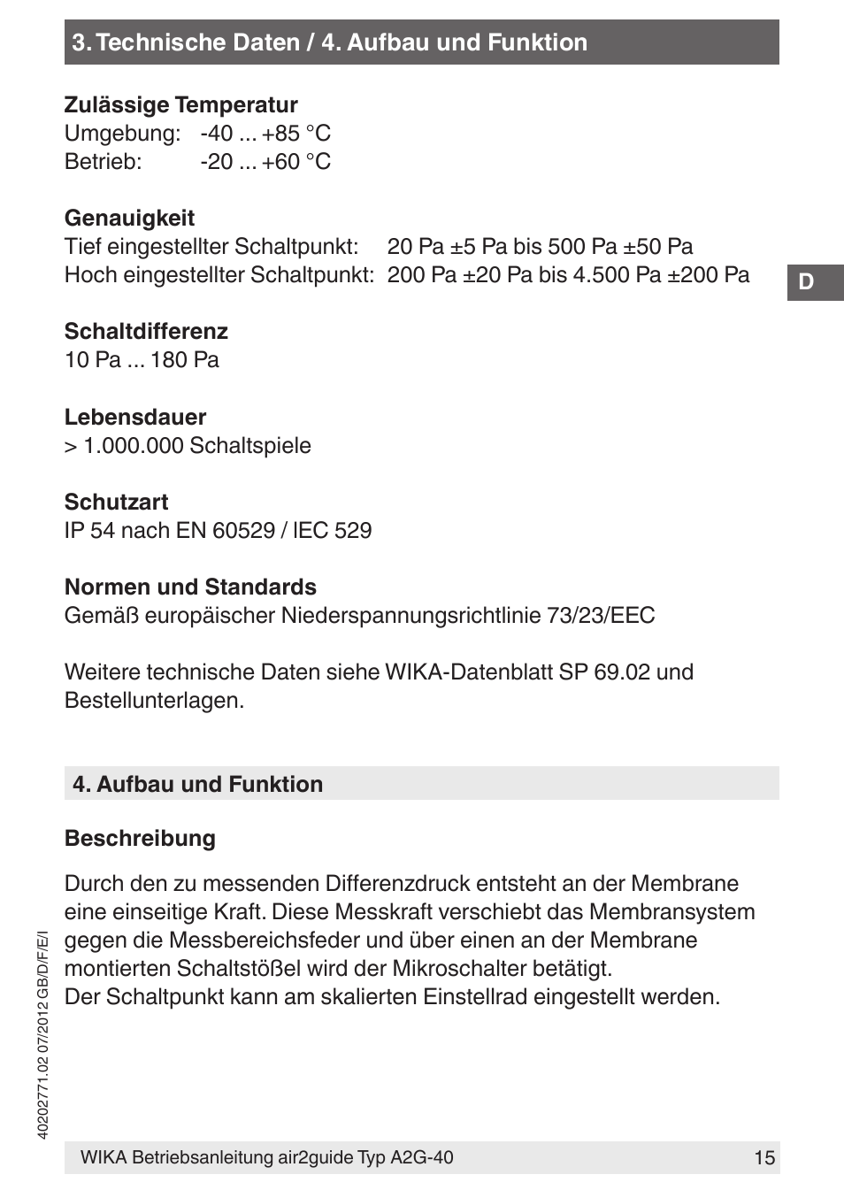 WIKA A2G-40 User Manual | Page 15 / 44