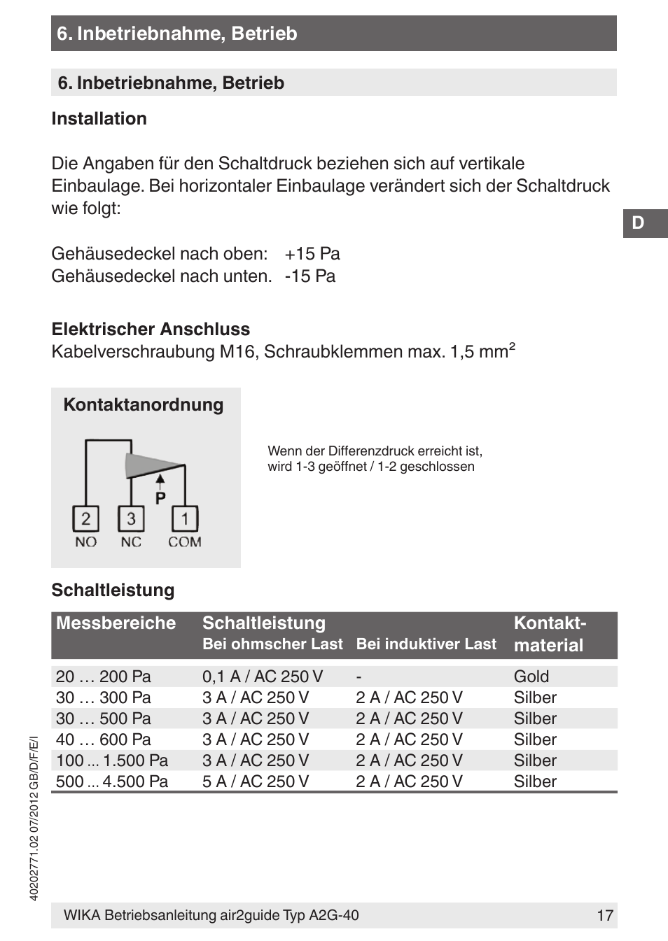 WIKA A2G-40 User Manual | Page 17 / 44