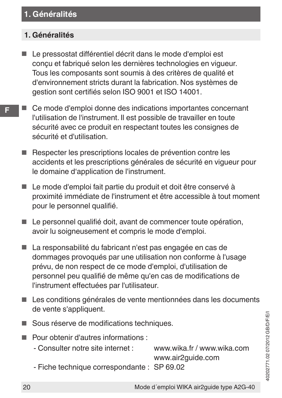 WIKA A2G-40 User Manual | Page 20 / 44