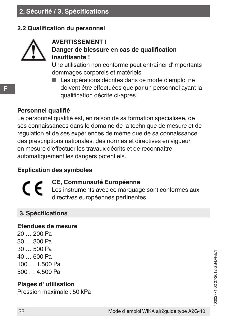 WIKA A2G-40 User Manual | Page 22 / 44