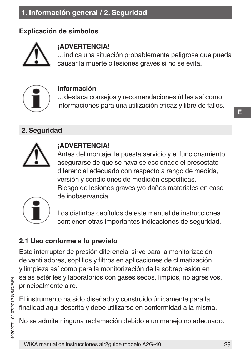 WIKA A2G-40 User Manual | Page 29 / 44