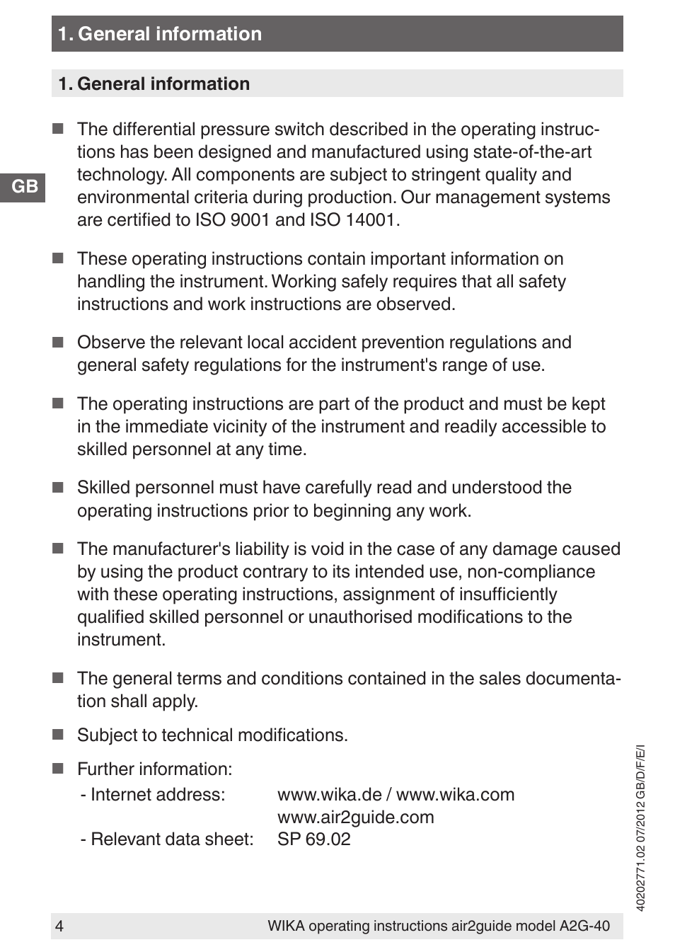 WIKA A2G-40 User Manual | Page 4 / 44