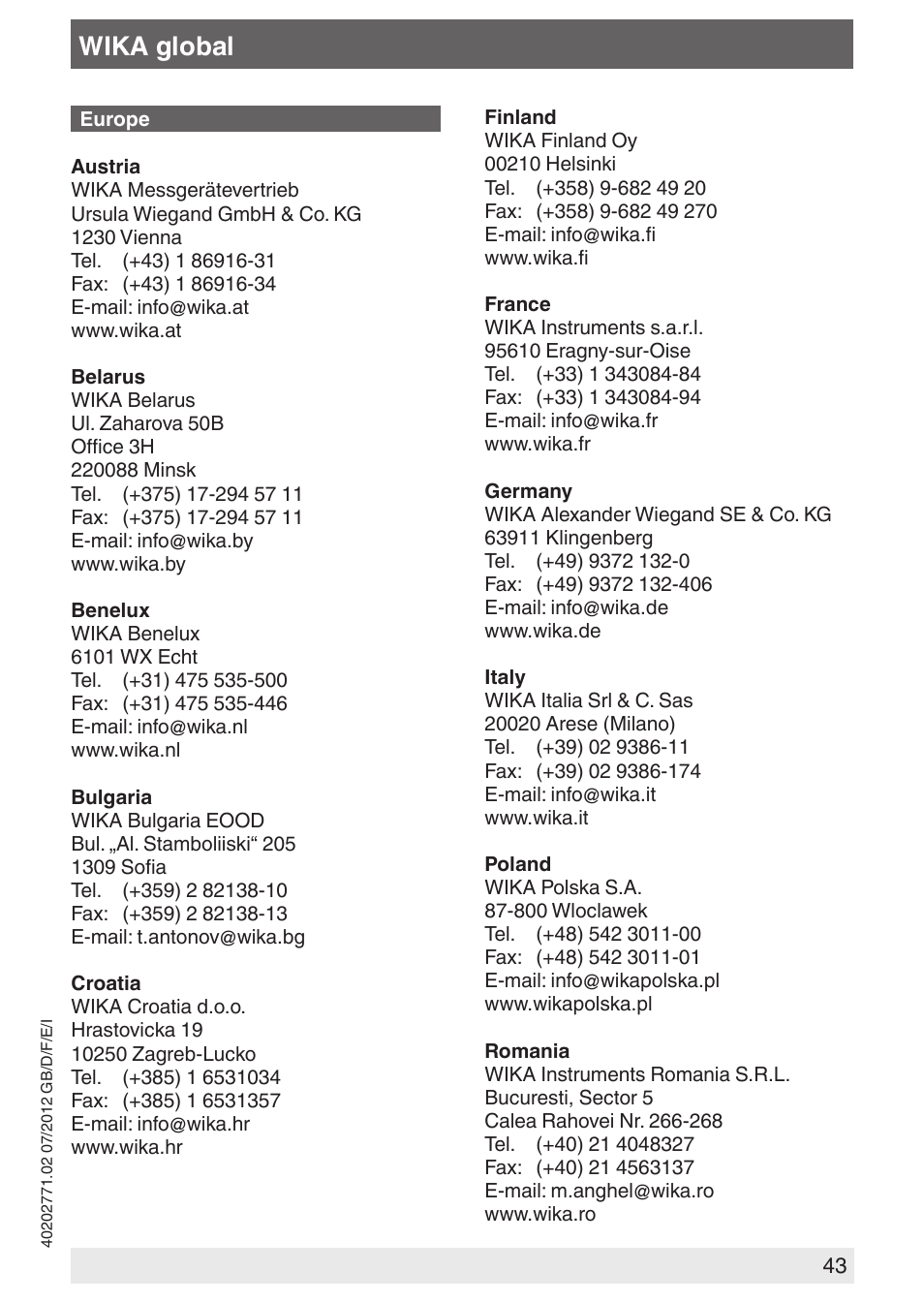 Wika global | WIKA A2G-40 User Manual | Page 43 / 44