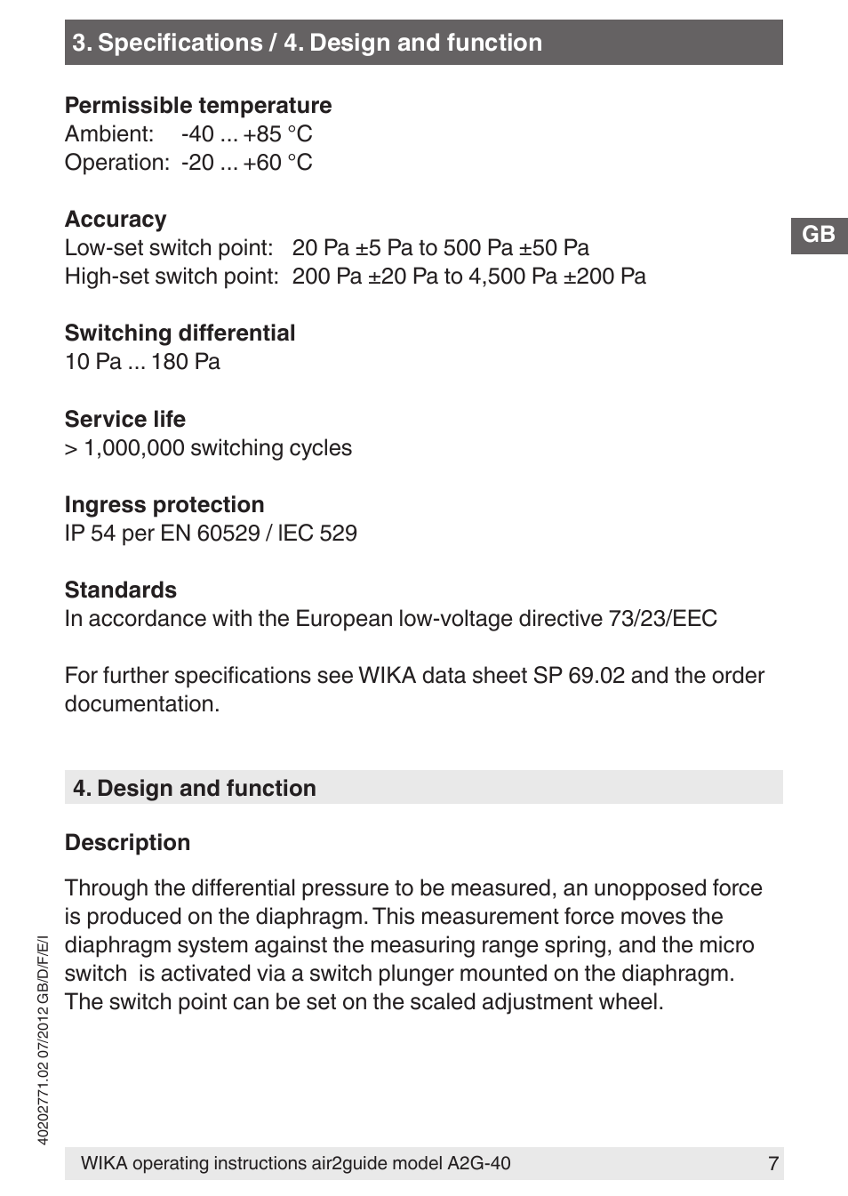WIKA A2G-40 User Manual | Page 7 / 44